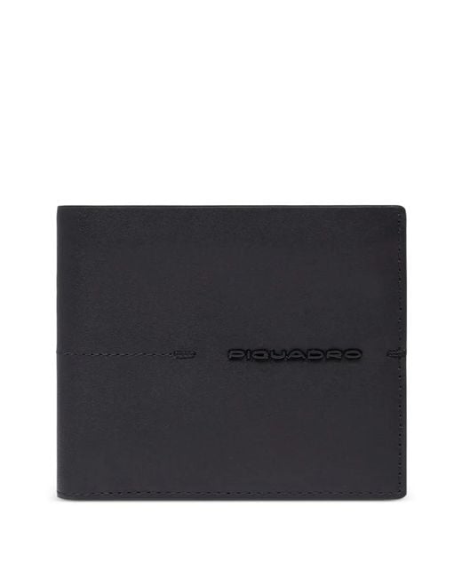 Piquadro Black Logo-Plaque Leather Wallet for men
