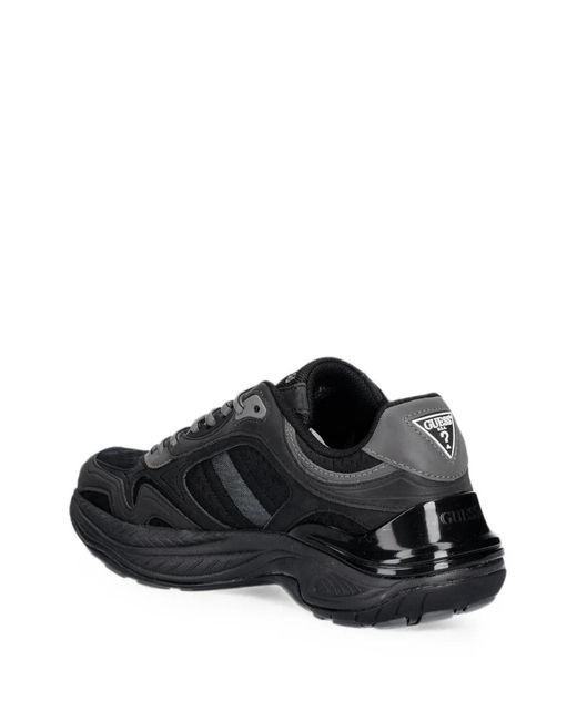 Guess Black Squan Logo-Patch Sneakers for men