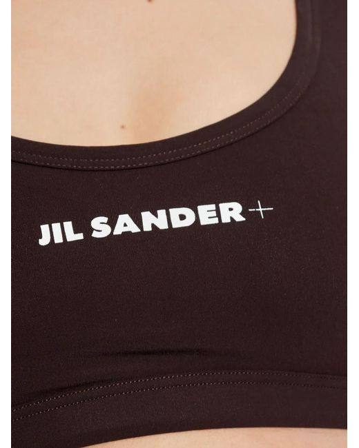 Jil Sander Brown Logo-Print Bikini Top