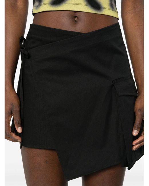 Amen Black Twill Wrap Mini Skirt