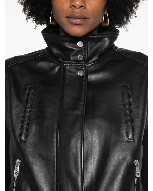 Pinko Black Leather Waistcoats