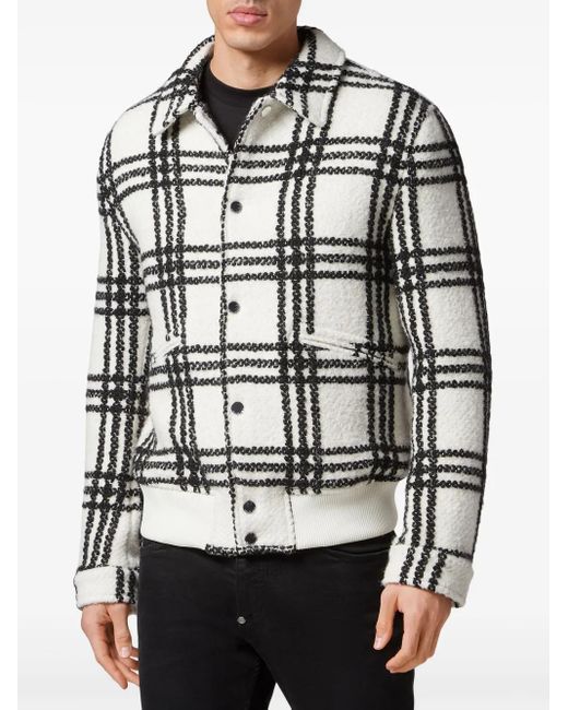 Philipp Plein Gray Gothic Plein Bomber Jacket for men