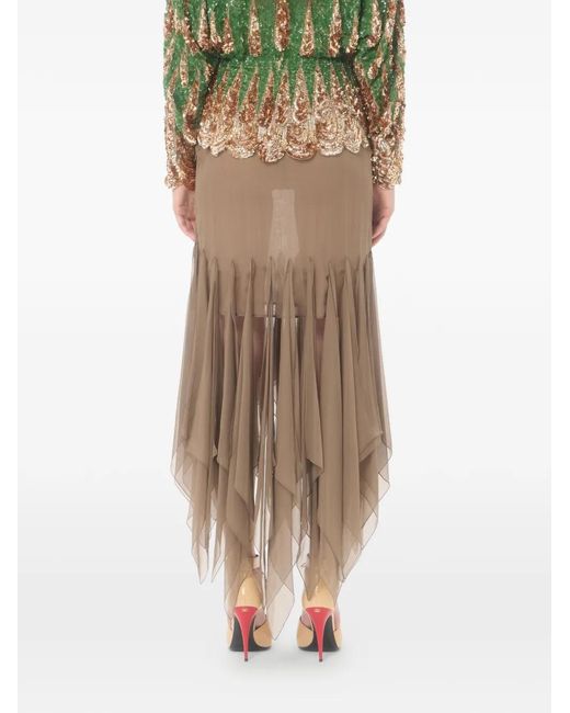 Valentino Garavani Natural Asymmetrical Chiffon Midi Skirt
