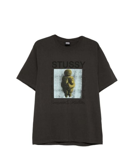 Stussy Black Faded Graphic-Print T-Shirt for men