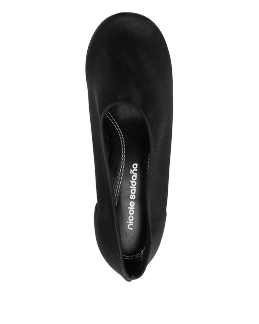Nicole Saldanã Black Harper Sculpted-Heel Mesh Pumps