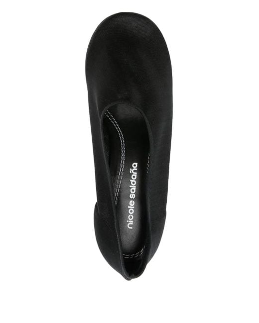 Nicole Saldanã Black Harper Sculpted-Heel Mesh Pumps
