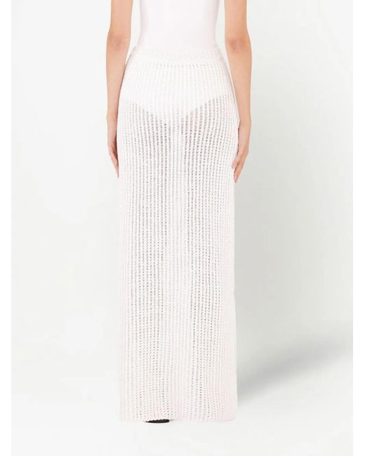 Ferragamo White Side-slit Long Skirt