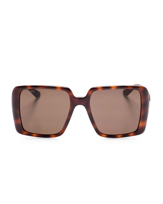 Gucci Pink Tortoiseshell Square-Frame Sunglasses