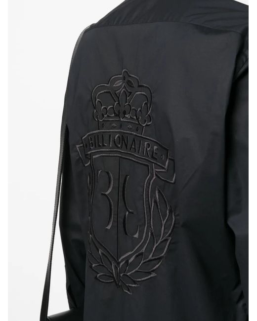 Billionaire Black Logo-Embroidered Cotton Shirt for men