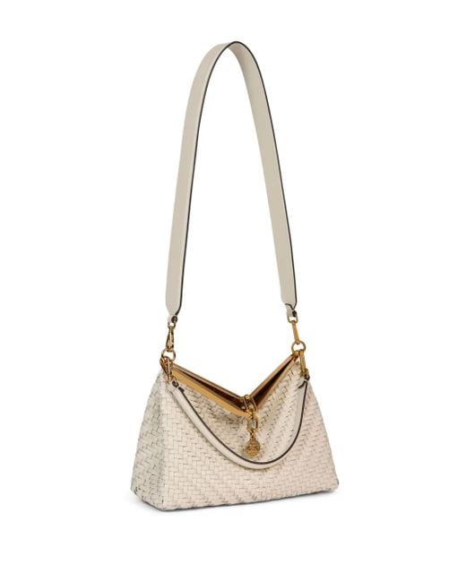 Etro White Medium Vela Bag Woven Leather