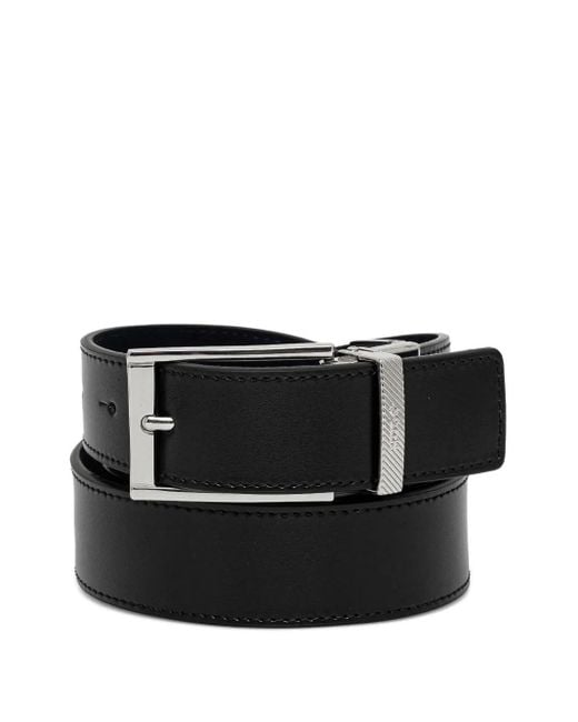HUGO Black Interchangeable-Buckle Belt for men