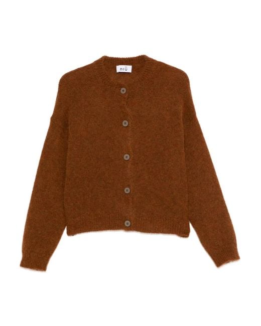 Niu Brown Button-Front Cardigan
