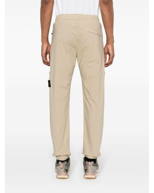 Stone Island Natural Compass-badge Tapered Trousers for men