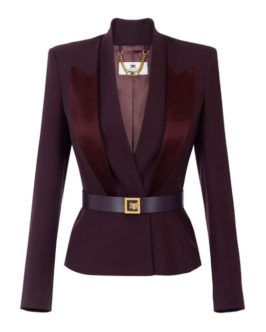 Elisabetta Franchi Purple Kreppjacke Mit Satinrevers