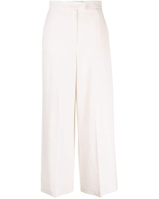 Pantalon de tailleur en laine à taille haute Fendi en coloris White
