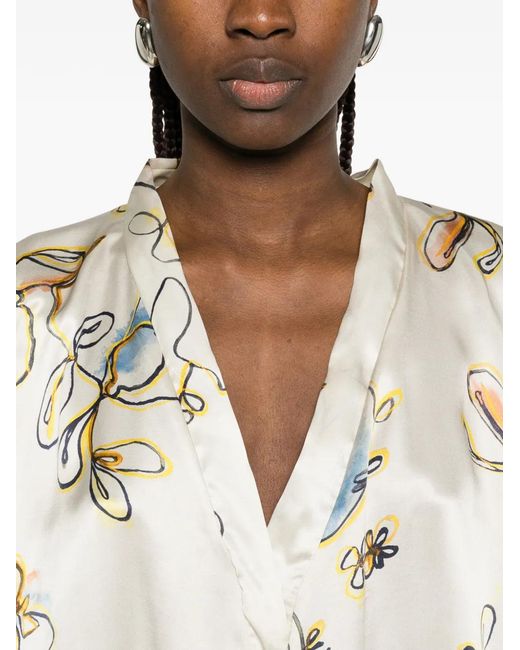 Dolci Follie White Floral-Pattern Maxi Kaftan
