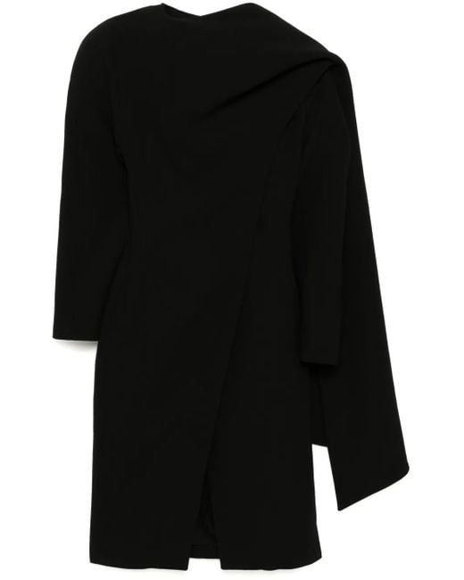 Mugler Black Scarf Wool Coat