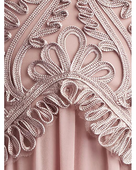Tadashi Shoji Pink Pleated Lace-Insert Midi Dress