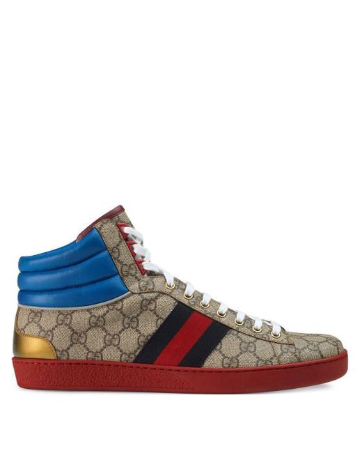 Gucci Brown Ace GG High-top Sneakers for men