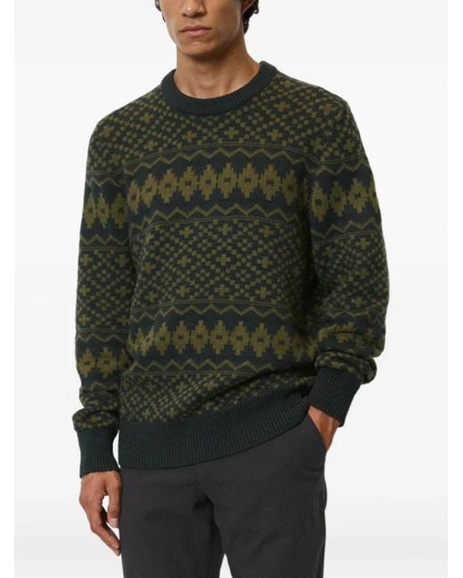 Marc O' Polo Green Patterned Crew-Neck Sweater for men