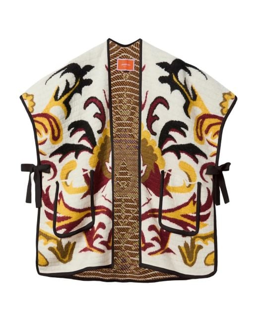 LaDoubleJ Black Floral-Pattern Cape