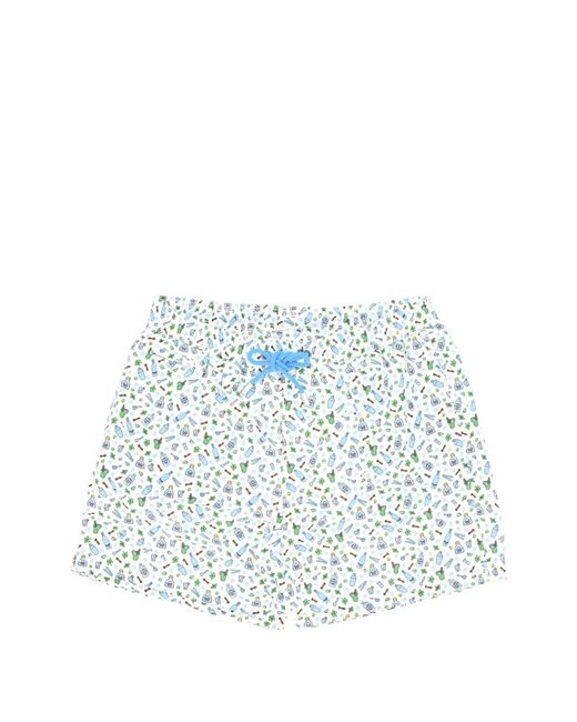 Mc2 Saint Barth Blue Cocktail-Print Drawstring Swim Shorts for men