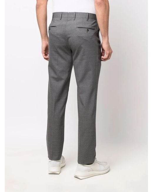 PT Torino Gray Logo-Patch Tailored Suit Trousers for men