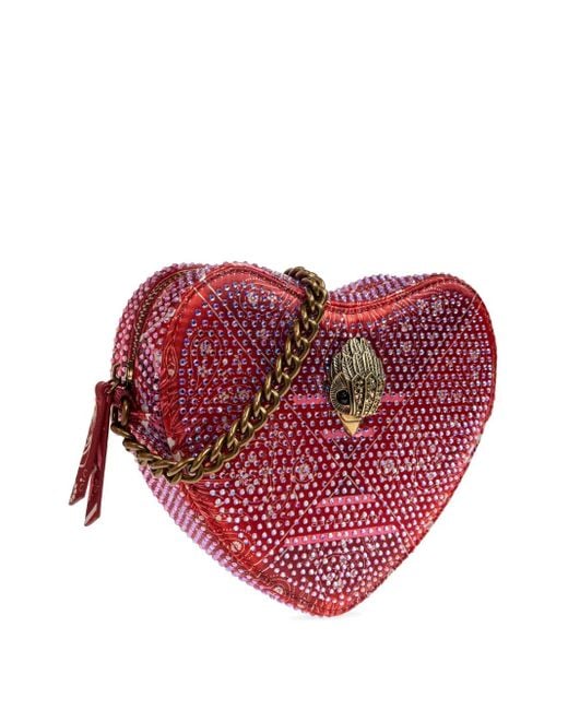 Kurt Geiger Purple Kensington Heart Heart-Shaped Crystal-Embellished Tote Bag