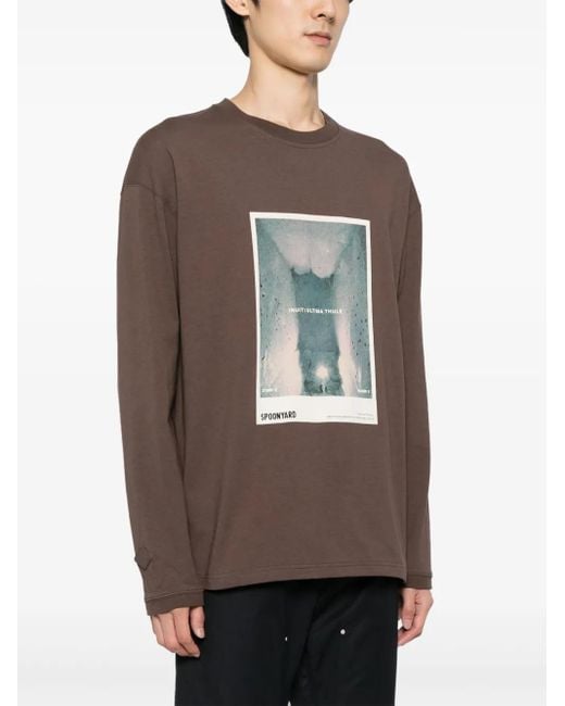 Spoonyard Gray Illustration-Print Cotton T-Shirt