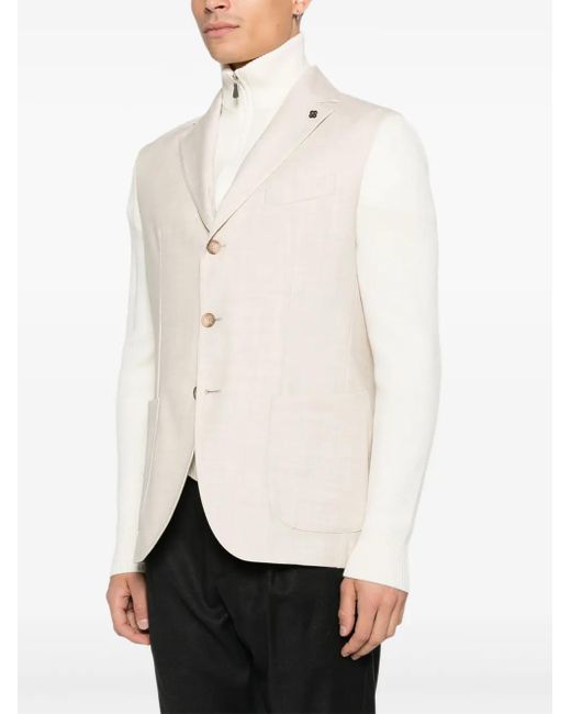 Gran Sasso White Pocket Button Blazer for men