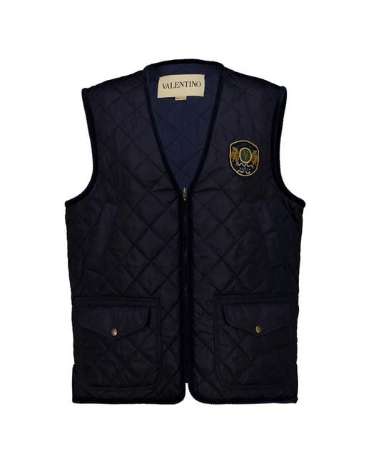 Valentino Garavani Blue Quilted Patched Gilet for men