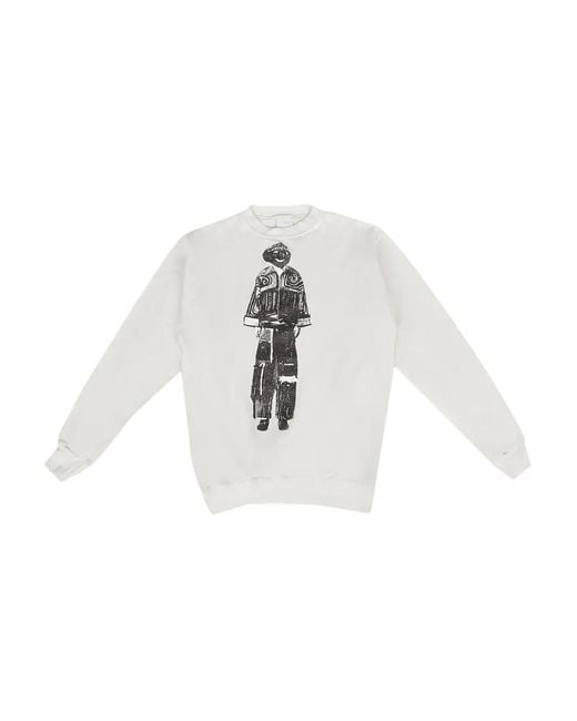 DRx FARMAxY FOR LN-CC White Graphic-Print Crew-Neck Sweatshirt