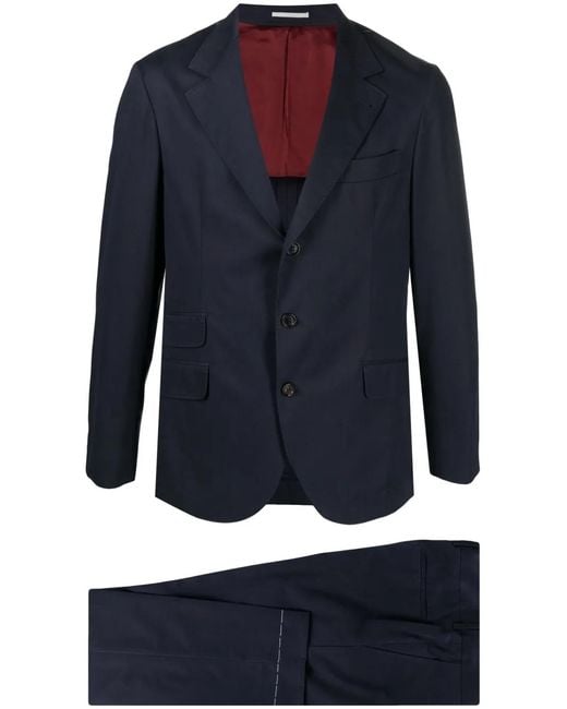 Brunello Cucinelli Blue Two-Piece Cotton-Cashmere Suit for men