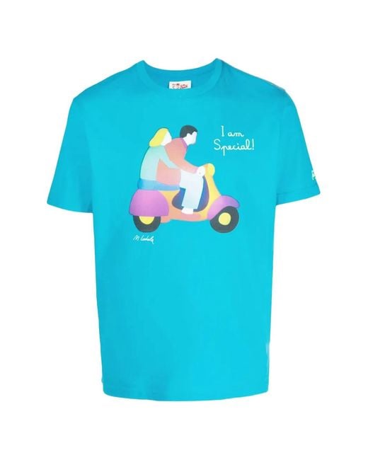 Mc2 Saint Barth Blue Graphic-Print Crew-Neck T-Shirt for men
