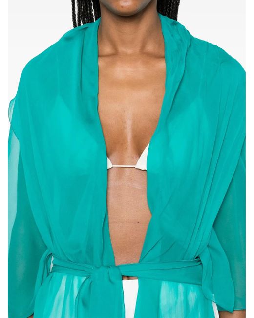 Alberta Ferretti Blue Silk Top