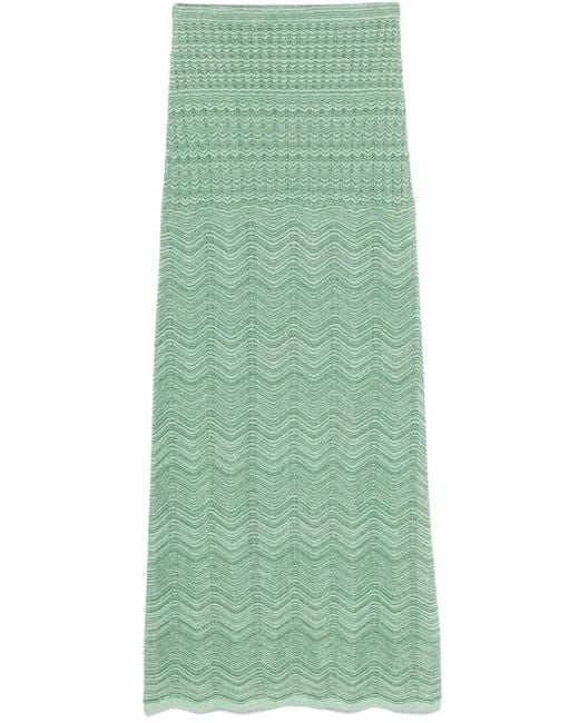 Falda larga de punto Sandro de color Green