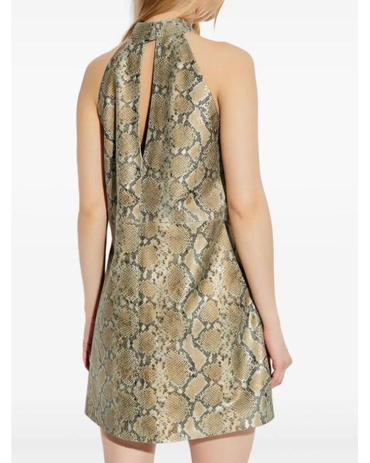 Gestuz Green Feliza Snakeskin Halterneck Dress