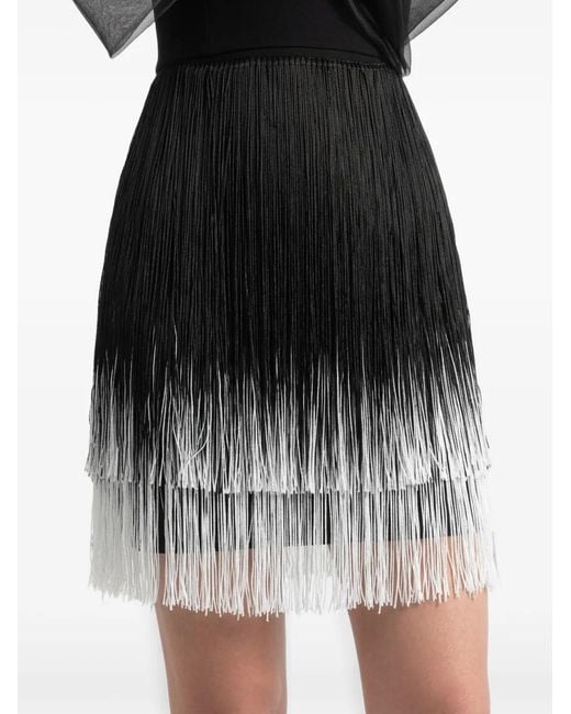 Gemy Maalouf Black Tassel-Embellished Tiered Skirt