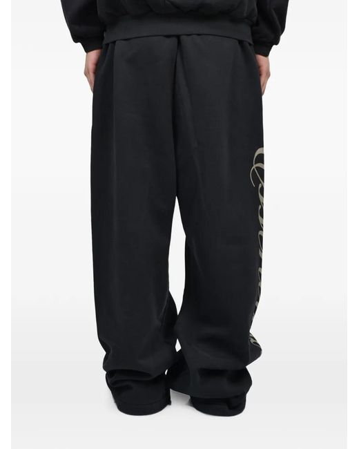 Essentials Black Logo-Print Drawstring Sweatpants for men