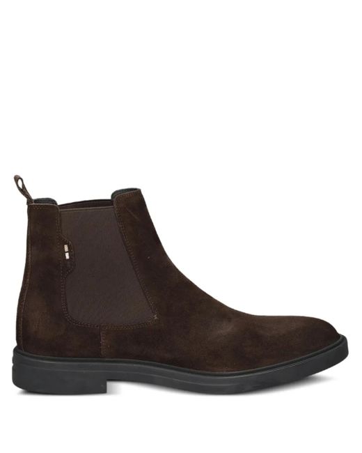 Boss Brown Calev Elastic-Panel Suede Boots for men