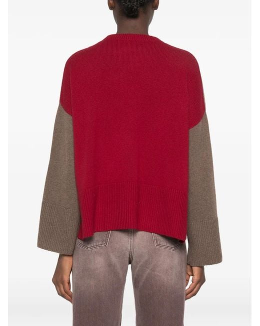 Be You Brown Colour-Block Ribbed-Trim Sweater
