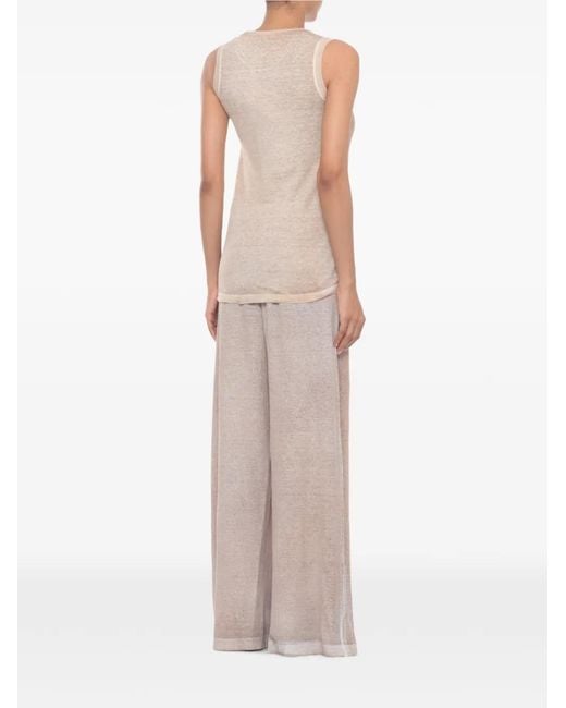 Avant Toi Pink Linen-Knit Sleeveless Vest