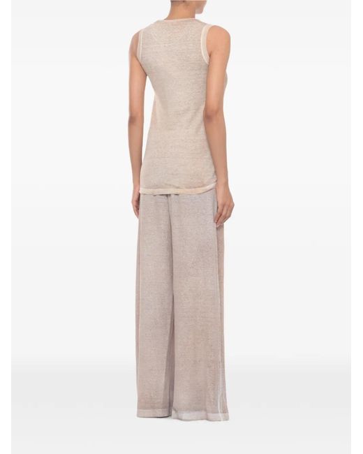 Avant Toi Pink Linen-Knit Sleeveless Vest