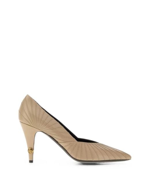 Versace White Gianni Leather Pumps