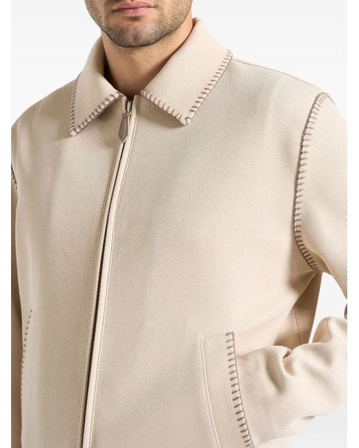 Manière De Voir Natural Alex Whipstitch Twill Boxy Jacket for men