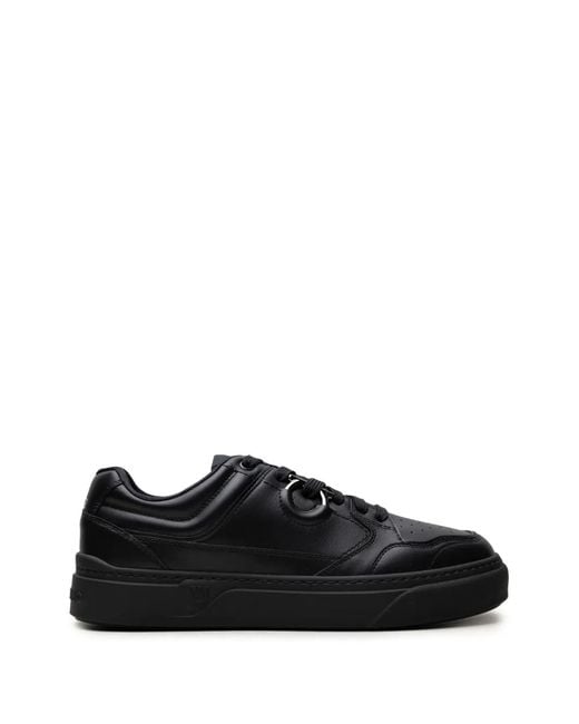 Ferragamo Black Gancini-Detail Leather Sneakers for men