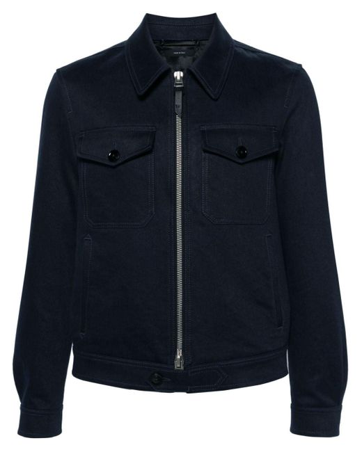Tom Ford Blue Cotton-blend Jacket - Men's - Cotton/linen/flax/cupro for men