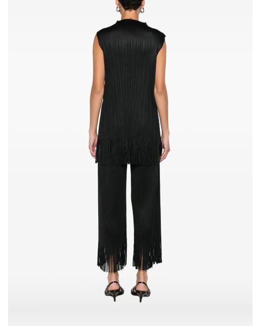 Top Plissettato Con Frange di Pleats Please Issey Miyake in Black