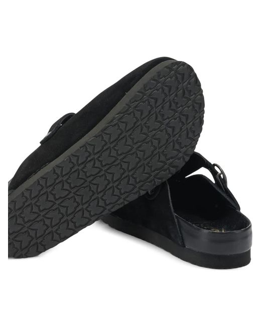 Needles Black Buckle Perforated Mules for men