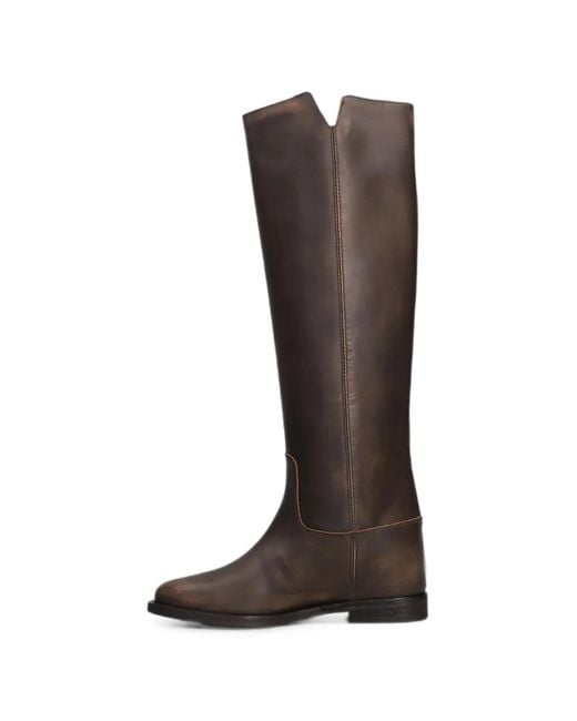 Via Roma 15 Brown V-Cut Knee-High Boots